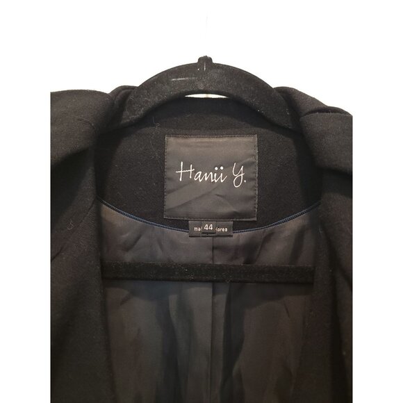 Hanii Y Black Wool Princess Seam Trench Coat Size 44/8 Korea - Picture 4 of 7